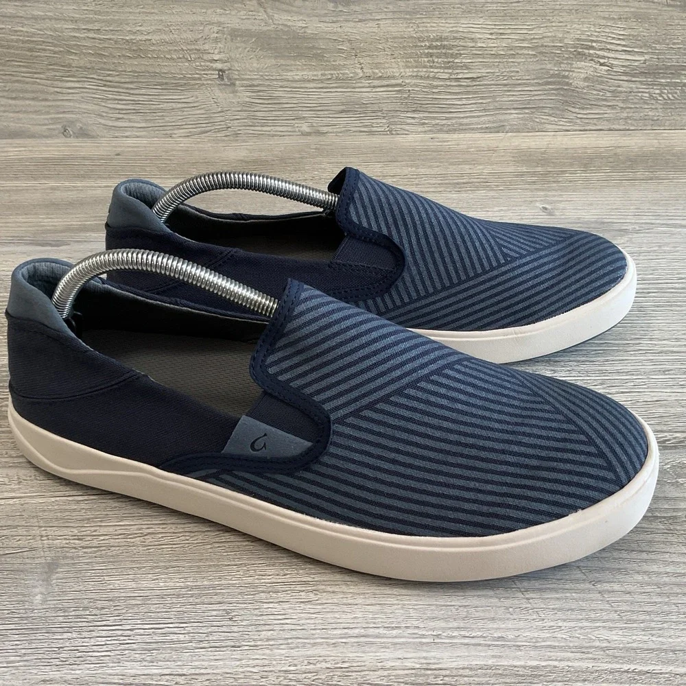 Olukai Mens LAE'AHI LOLE Trench Blue Canvas Slip On Shoes Sneakers Size 11
